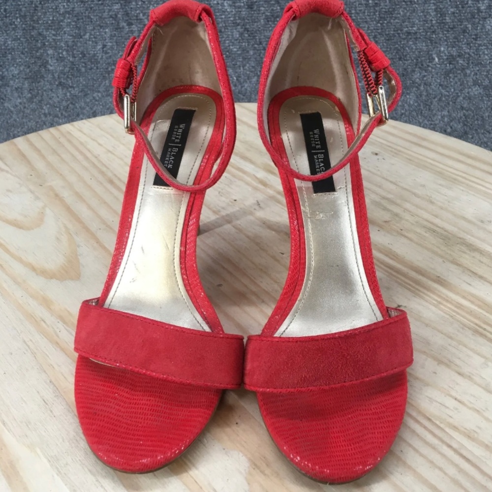 White House Black Market Heels Womens 8 M Filia Stiletto Ankle Strap Red Leather